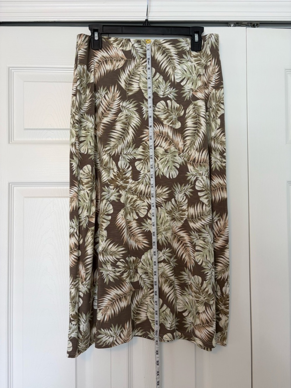 J. Jill Maxi Skirt with Green, Brown, and Cream Leaf Print